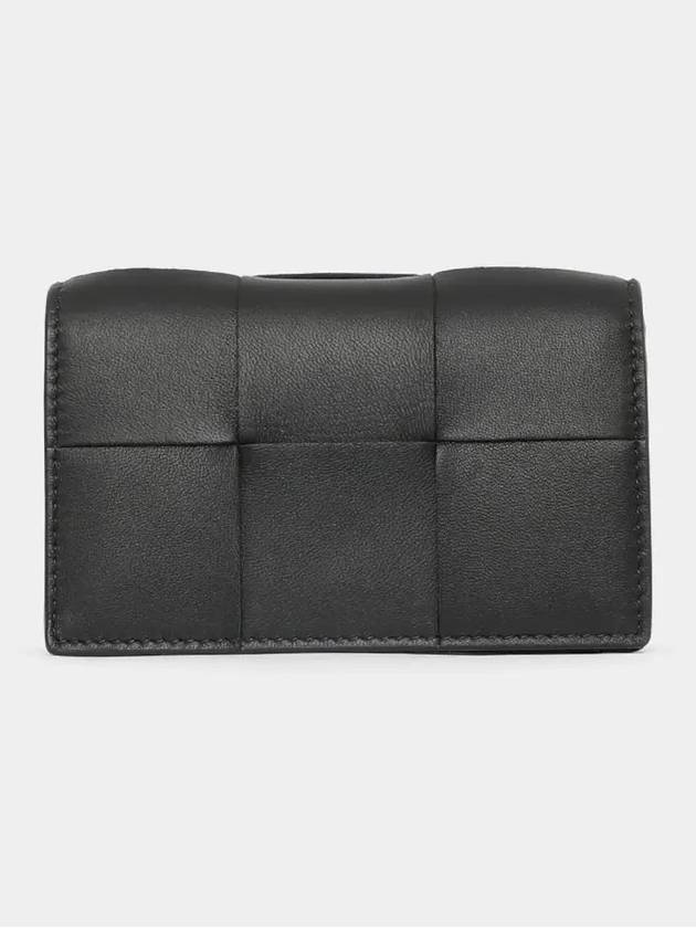 Women's Intrecciato Cassette Card Wallet Black - BOTTEGA VENETA - BALAAN 4