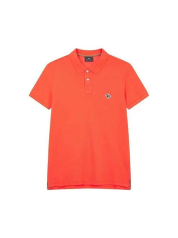 PS slim fit zebra patch pique shirt dark orange - PAUL SMITH - BALAAN 1