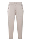 Cotton Silk Fleece Track Pants Beige - BRUNELLO CUCINELLI - BALAAN 1