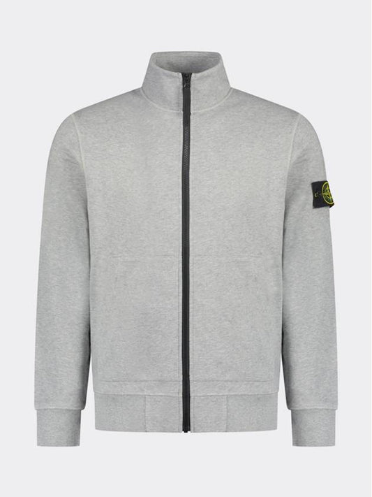 Men's Wappen Patch Cotton Zip Up Jacket Grey - STONE ISLAND - BALAAN 2