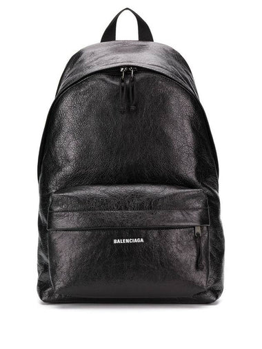 Explorer Logo Print Leather Backpack Black - BALENCIAGA - BALAAN 1