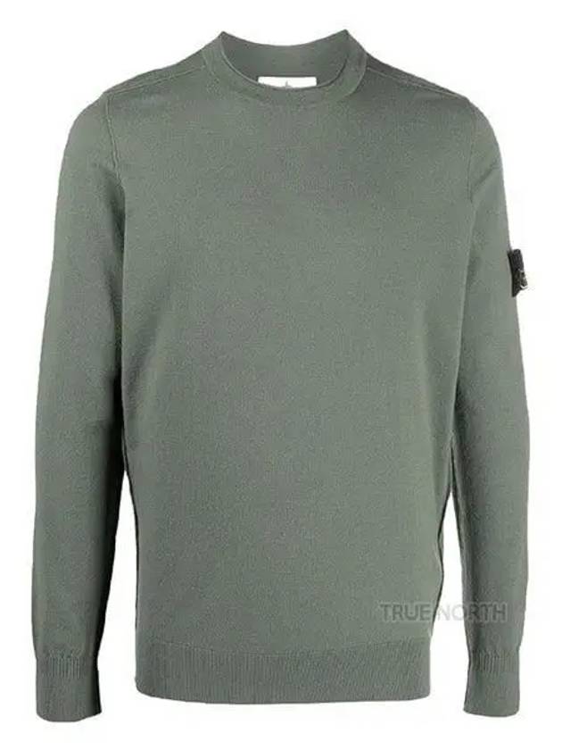 Waffen Patch Crew Neck Wool Knit Top Khaki - STONE ISLAND - BALAAN 2