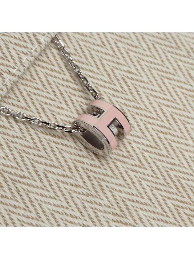 Mini Pop H Pendant Silver Necklace Rose Dragee - HERMES - BALAAN 6