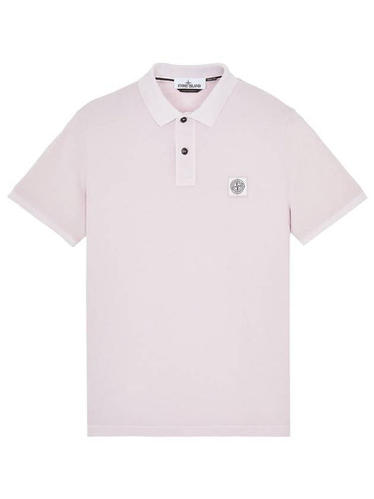 Men's Logo Patch Cotton Short Sleeve Polo Shirt Light Pink - STONE ISLAND - BALAAN 2