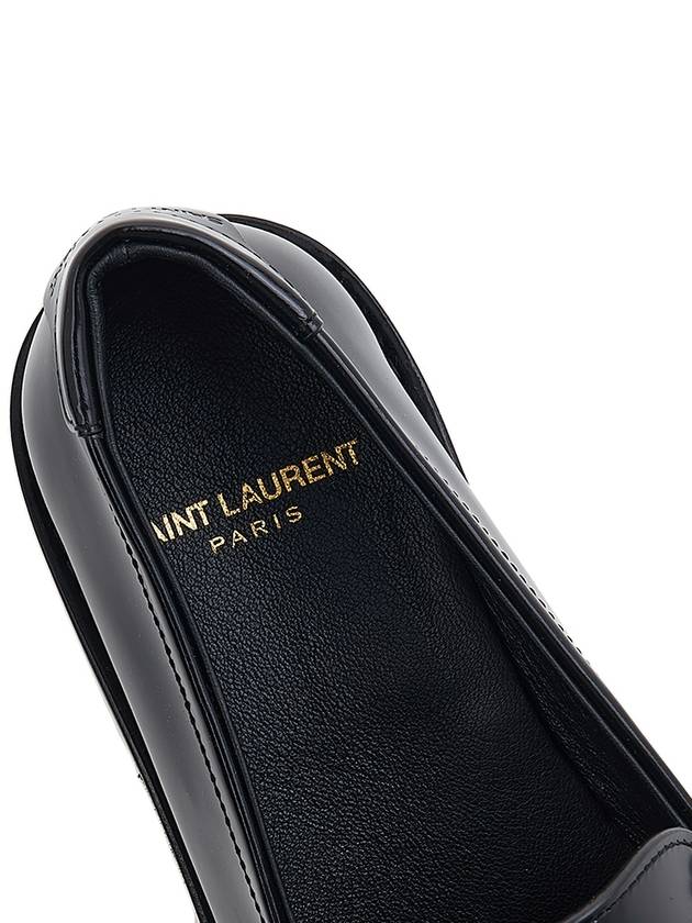 Women's Chunky Penny Slippers Smooth Leather Loafers Black - SAINT LAURENT - BALAAN 8