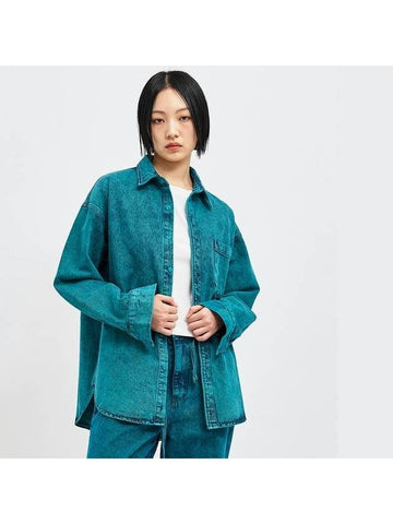 Oversized Soju Denim Shirt Green - C WEAR BY THE GENIUS - BALAAN 1