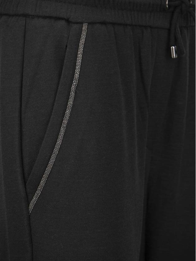 Cotton Silk Fleece Track Pants Black - BRUNELLO CUCINELLI - BALAAN 5