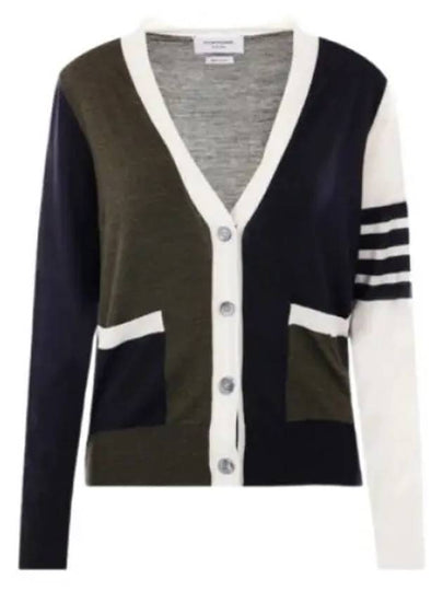 Funmix Fine 4 Bar V-neck Merino Knit Cardigan - THOM BROWNE - BALAAN 2