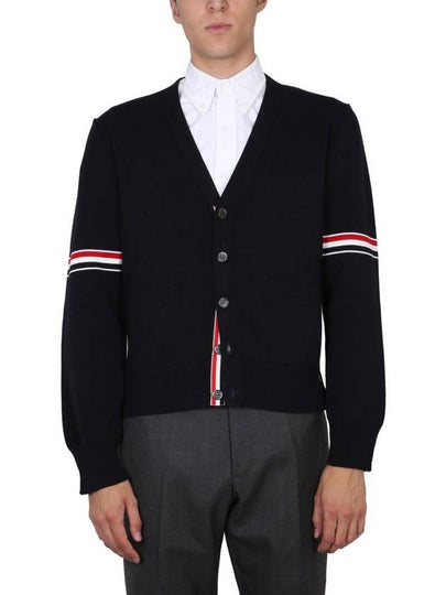 Milano Stitch Sprite Armband Cotton V-neck Cardigan Navy - THOM BROWNE - BALAAN 2