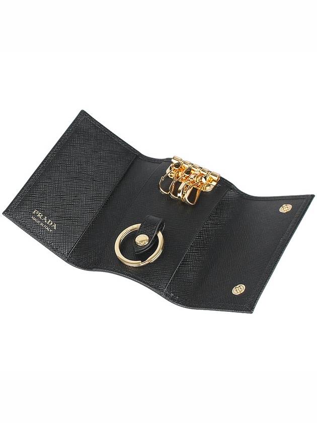 Saffiano Triangle Logo Key Holder Black - PRADA - BALAAN 10