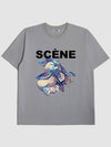 S.Orange Graphic Short Sleeve T-Shirt Blue Grey - KLOR - BALAAN 1