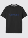 Embroidered Logo Crew Neck Cotton Short Sleeve T-Shirt Navy - SUNNEI - BALAAN 4