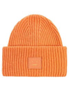 Face Patch Ribbed Wool Beanie Orange - ACNE STUDIOS - BALAAN 2