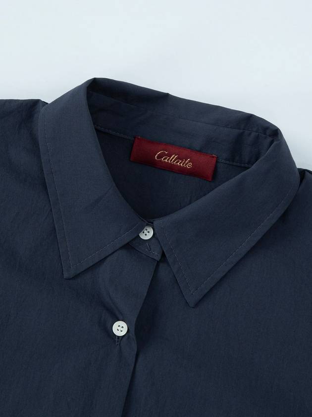 100 cotton roll up half sleeve shirt navy - CALLAITE - BALAAN 4