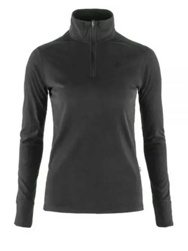 Women's Half Zip Long Sleeve T-Shirt Dark Grey - FJALL RAVEN - BALAAN 2