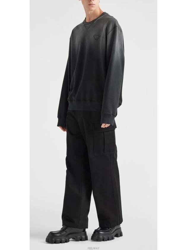 Oversized Garment-Dyed Cotton Sweatshirt Black - PRADA - BALAAN 4