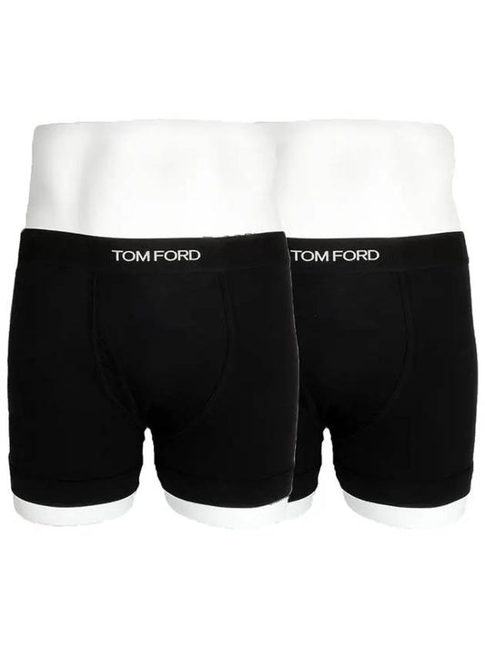 Men's Black Band Cotton Boxer Briefs Black 2 Pack - TOM FORD - BALAAN 2