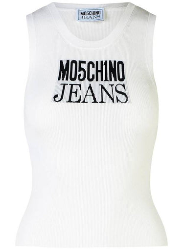 Moschino Jeans White Viscose Blend Tank Top - MOSCHINO - BALAAN 1