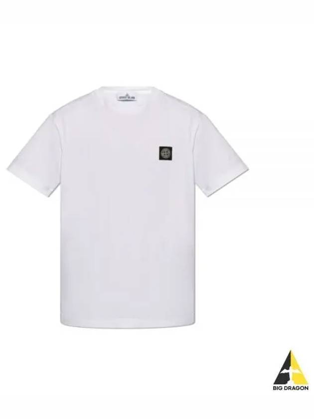 Logo Patch Short Sleeve T-Shirt White - STONE ISLAND - BALAAN 2