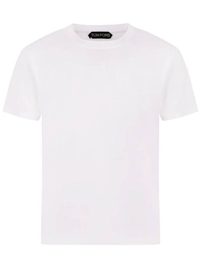 Men's Lyocell Round Neck Cotton Short Sleeve T-Shirt White - TOM FORD - BALAAN 2