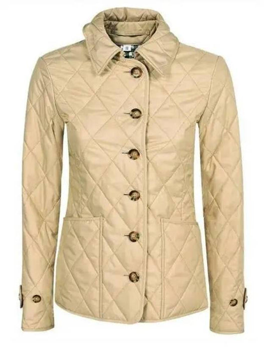 Diamond Quilted Thermoregulated Jacket New Chino Beige - BURBERRY - BALAAN 2