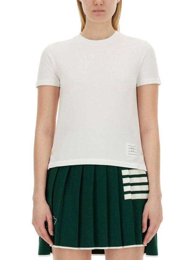 Center Back Stripe Classic Cotton Pique Relaxed Fit Short Sleeve T-Shirt White - THOM BROWNE - BALAAN 2