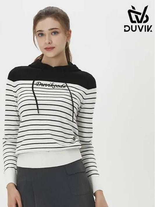 Women s striped hooded knit sweater DE3WSW261BK - DUVIK - BALAAN 1