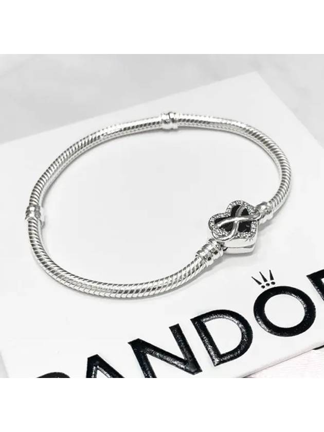 Moments Sparkling Infinity Heart Clasp Snake Chain Bracelet Sterling Silver - PANDORA - BALAAN 3