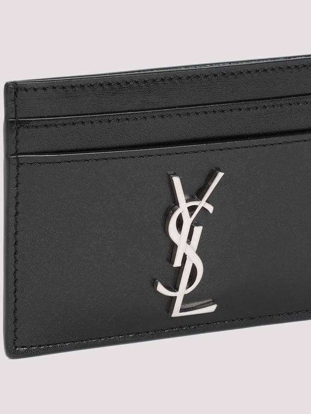 Monogram Card Case in Smooth Leather Black - SAINT LAURENT - BALAAN 4