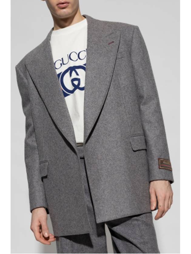 Wool Cashmere Formal Jacket Light Grey - GUCCI - BALAAN 4