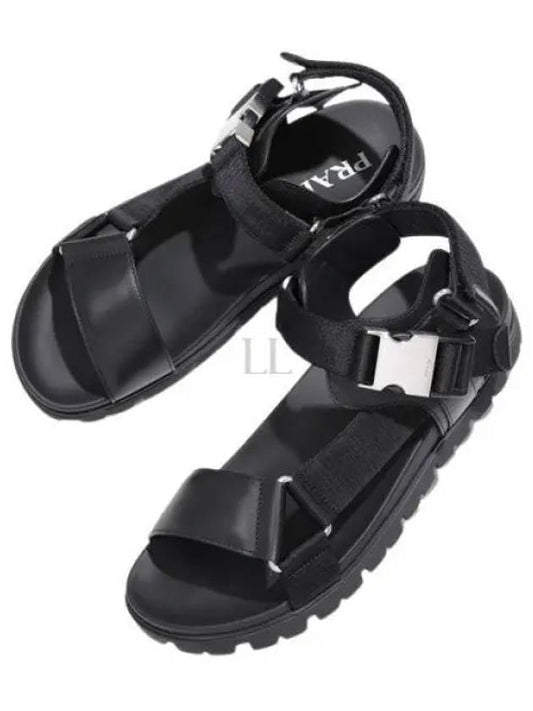 Sporty Leather Re-Nylon Tape Sandals Black - PRADA - BALAAN 2