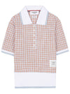 Checked Tweed Shrunken Short Sleeve Polo Pink - THOM BROWNE - BALAAN 11