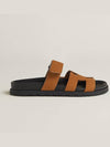 Chypre Suede Goatskin Sandals Natural - HERMES - BALAAN.