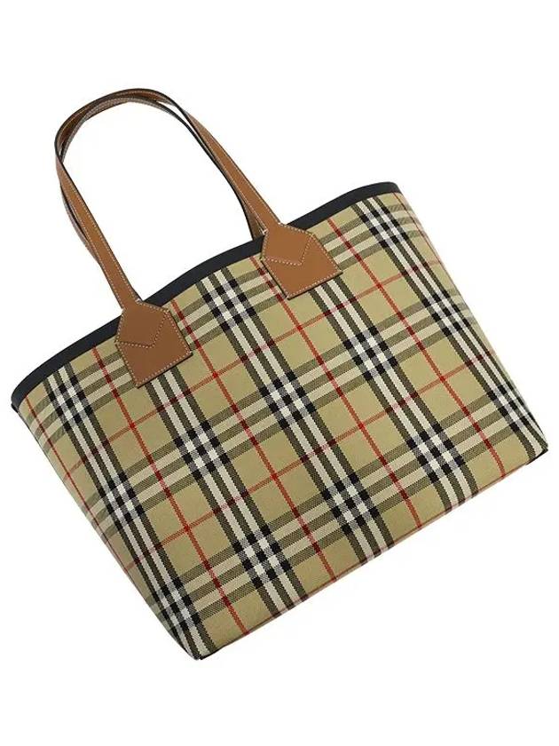 London Check Medium Cotton Tote Bag Archives Beige - BURBERRY - BALAAN 8