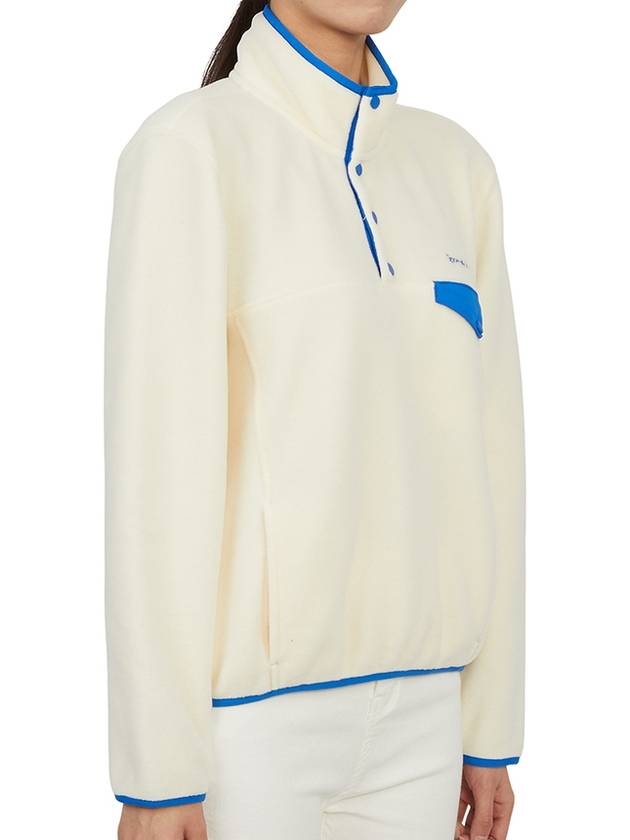 Serif Logo Buttoned Polar Cotton Sweatshirt Cream Ocean - SPORTY & RICH - BALAAN 4