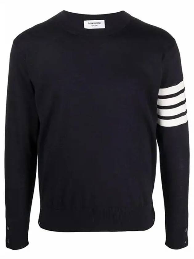 4 Bar Armband Classic Merino Wool Knit Top Navy - THOM BROWNE - BALAAN 2