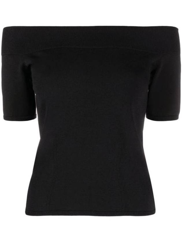 Off Shoulder Short Sleeve T-Shirt Black - ALEXANDER MCQUEEN - BALAAN 2