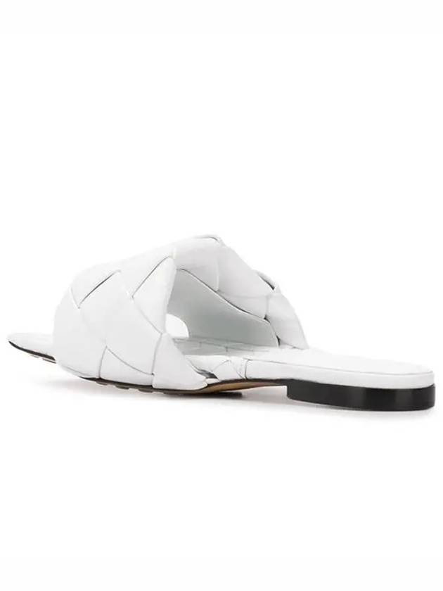 Women's Lido Leather Slippers Optic White - BOTTEGA VENETA - BALAAN.