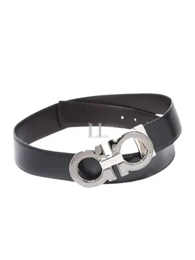 Reversible Gancini Leather Belt Black Brown - SALVATORE FERRAGAMO - BALAAN 2