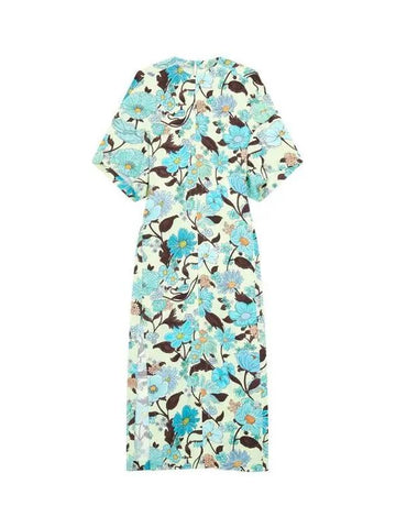 STELLA McCARTNEY Garden Print Long Cape Dress Mint - STELLA MCCARTNEY - BALAAN 1