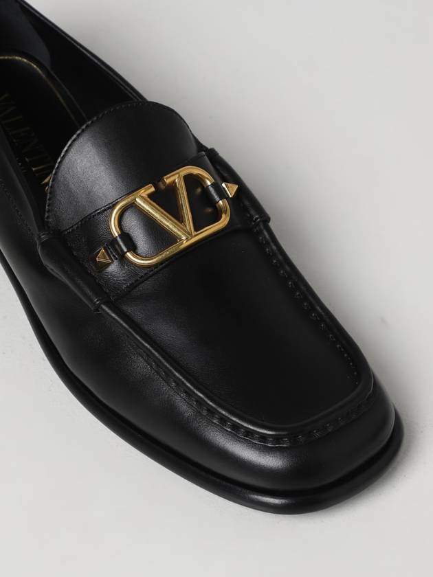 V Logo Leather Loafers Black - VALENTINO - BALAAN 4