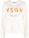 Brushed Logo Cotton Sweatshirt Ivory - MSGM - BALAAN 2