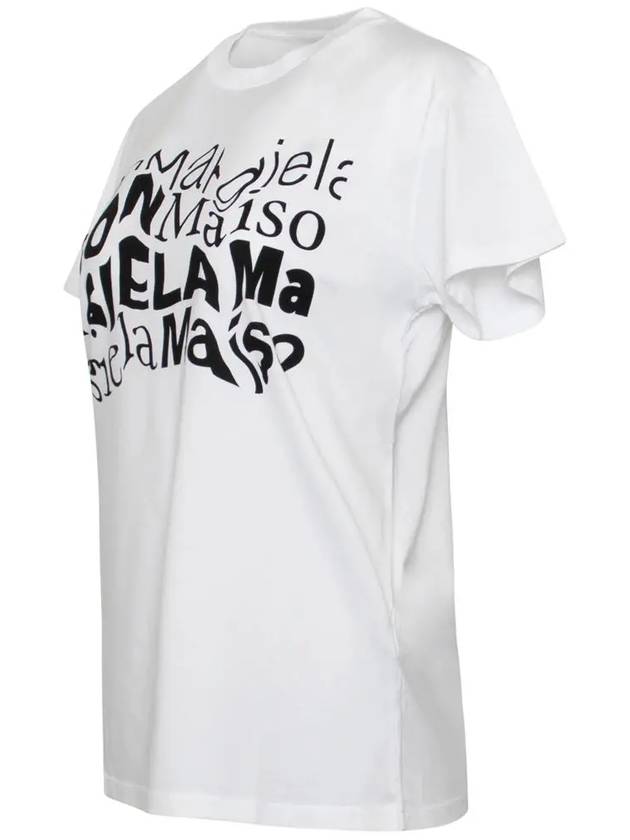 Women's Distorted Logo Print Short Sleeve T-Shirt  White - MAISON MARGIELA - BALAAN 4