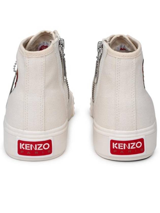 School Bokeh Flower Embroidered Cotton High Top Sneakers Cream - KENZO - BALAAN 5