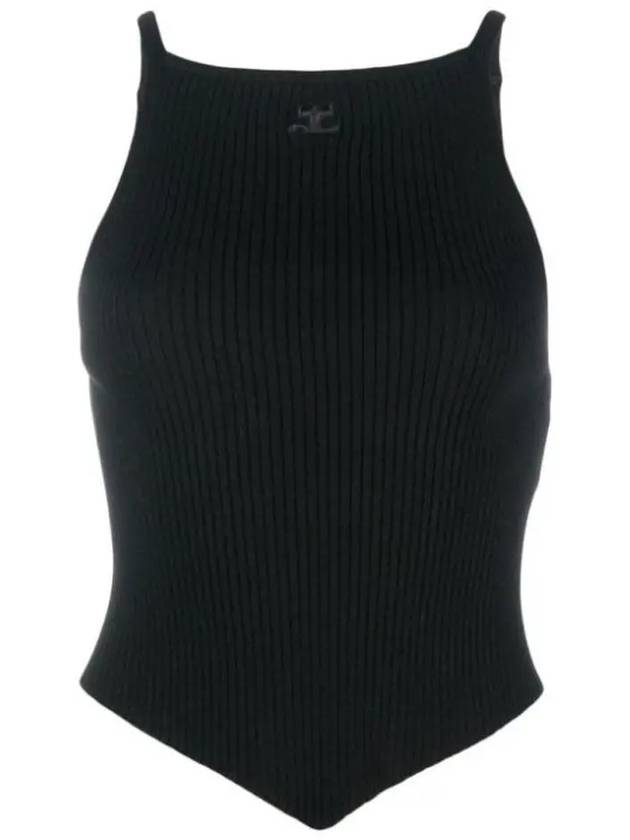 Logo Ribbed Pointy Knit Sleeveless Black - COURREGES - BALAAN 2