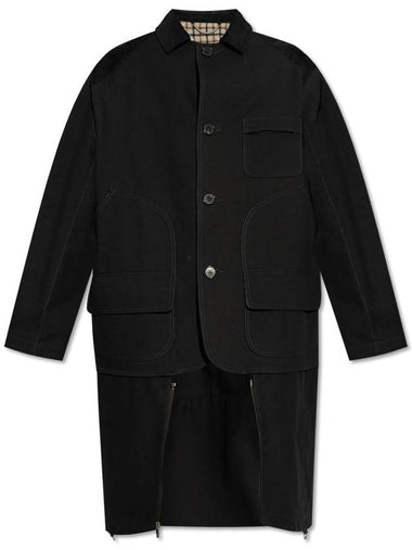 Maison Margiela Coat With Corduroy Inserts, Women's, Black - MAISON MARGIELA - BALAAN 1