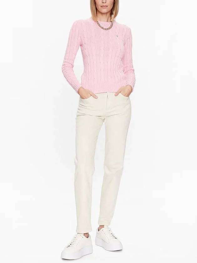 Embroidered Logo Pony Cable Knit Top Pink - POLO RALPH LAUREN - BALAAN 5