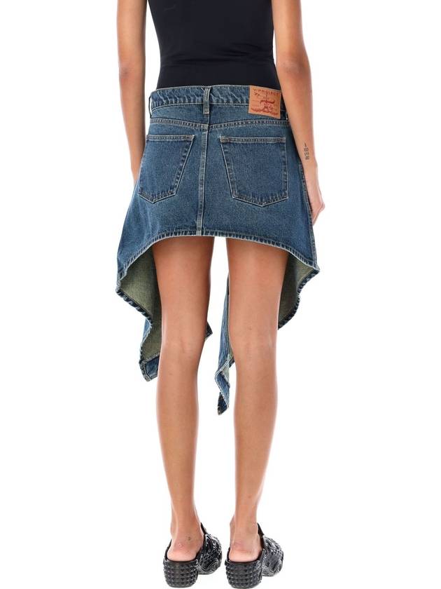 Cut out denim mini unbalanced skirt vintage blue - Y/PROJECT - BALAAN 3