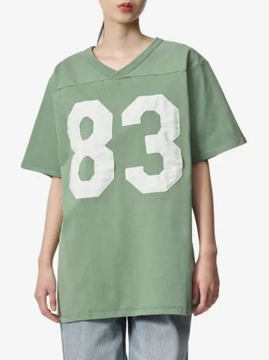 Football 83 embroidery V neck short sleeve t shirt green 06T022GREEN - ERL - BALAAN 1