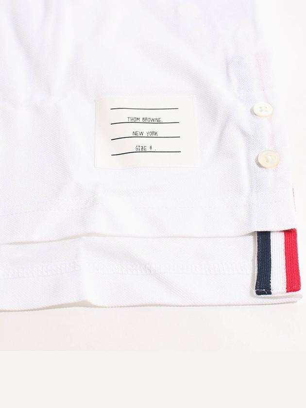 Men's Three Stripes Pocket Mercerized Short Sleeve Polo Shirt White - THOM BROWNE - BALAAN 5